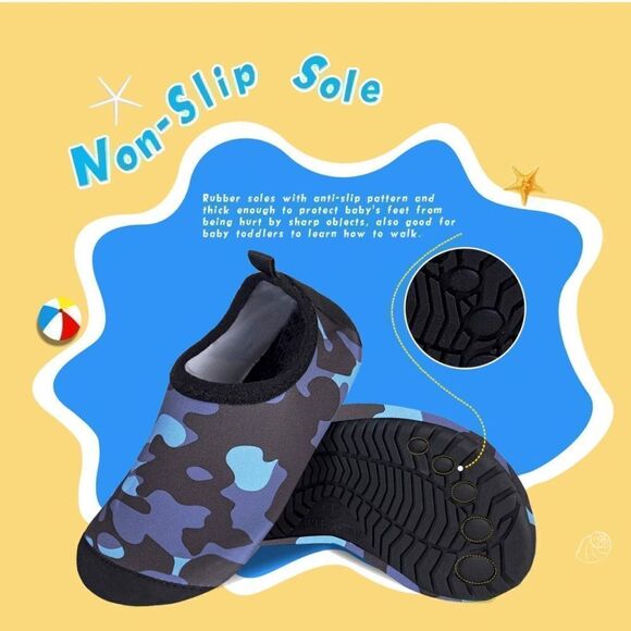 Toddler Blue Camouflage Quick Dry Water Shoes Beach Pool Camping - Picture 3 of 10